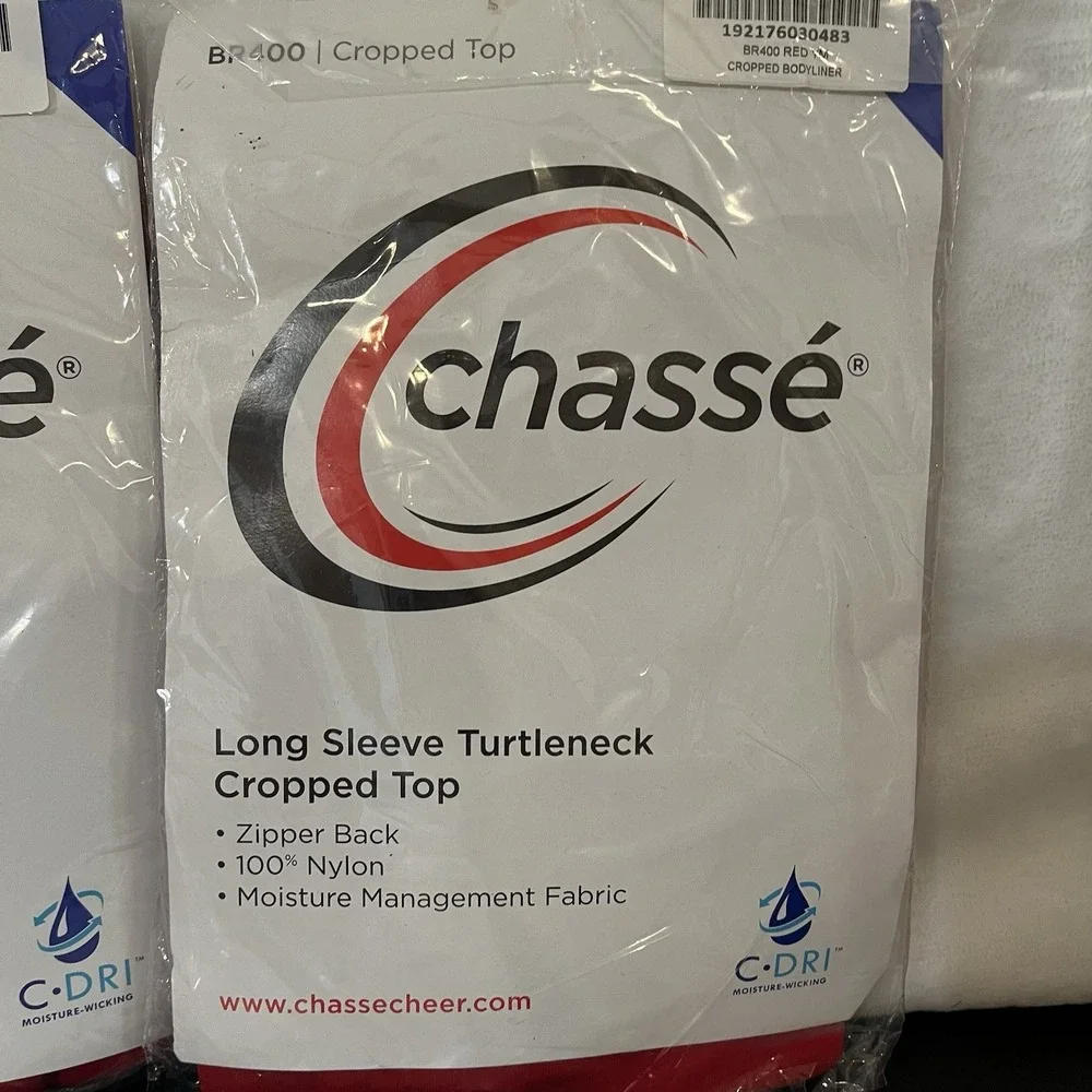 Chasse Long Sleeve Turtleneck Cropped Top BR400 Youth Medium Cheer Dance RED New
